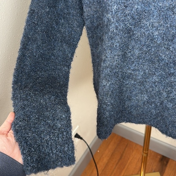 Poetry Alpaca Blend Heathered Navy Blue Bouclé Sweater, Size 6 - Picture 5 of 11